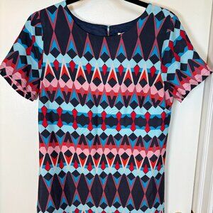 J Crew Size 4 Shift Dress- Funky Vintage-Like Pattern!